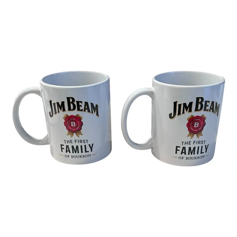 Jim Beam Coffee Mugs – Set of 2‎ – “The First Family of Bourbon”
